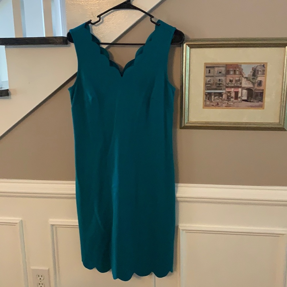 Nine West Scalloped Teal Dress Size 2 New without Tags.  Boutique Beach